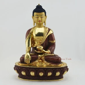 Tomba de Buda Shakyamuni tallada a mano estatua de cobre dorado dorado de Patan, Nepal - Imagen 1 de 5