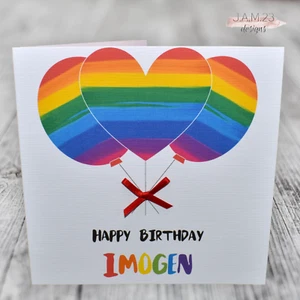 Personalised LGBTQ Birthday Card Male Female Girls Boy Gay Lesbian Rainbow Pride - Picture 1 of 9