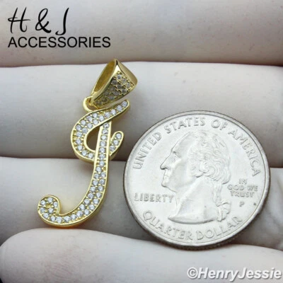 COLGANTE HOMBRE MUJER PLATA ESTERLINA 925 CIRCONITA CHAPADO EN ORO LETRA INICIAL "I"*AG175 Foto 1 de 4