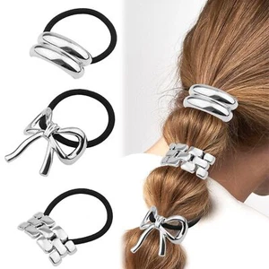 3 Pcs Metal Hair Cuffs Metal Hair Tie Ponytail Hair Cuff Silver Metal Ponytai... - Picture 1 of 7