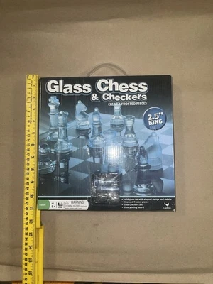 Glass Chess & Checkers Set by Cardinal (Clear & Frosted Pieces) - Image 1 of 4
