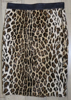 Falda lápiz Elizabeth and James imitación piel estampado leopardo ribete de cuero forrado talla 6 Foto 1 de 4