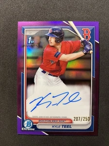 2024 Bowman Chrome Kyle Teel refractor púrpura automático/250 1st Rookie Red Sox - Imagen 1 de 2