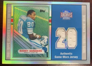 Barry Sanders 2001 Topps Archives Rookie Reprint Refractor Game Used Jersey - Picture 1 of 2