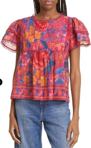 New FARM RIO Floral Dream Top In Red Multi Size M $170 - Picture 1 of 12