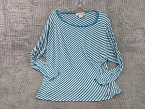 Michael Kors Damen 1X blau weiß gestreift Langarm Dolman Top leicht - Bild 1 von 7