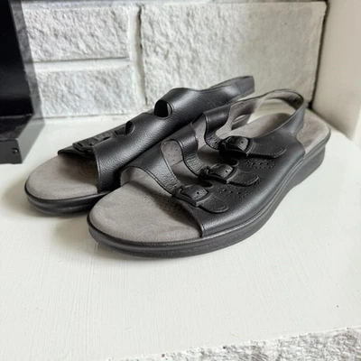 SAS Womens Size 8.5 Wide Trio II Black Open Toe Buckle Slingback Comfort Sandals - Image 1 of 4