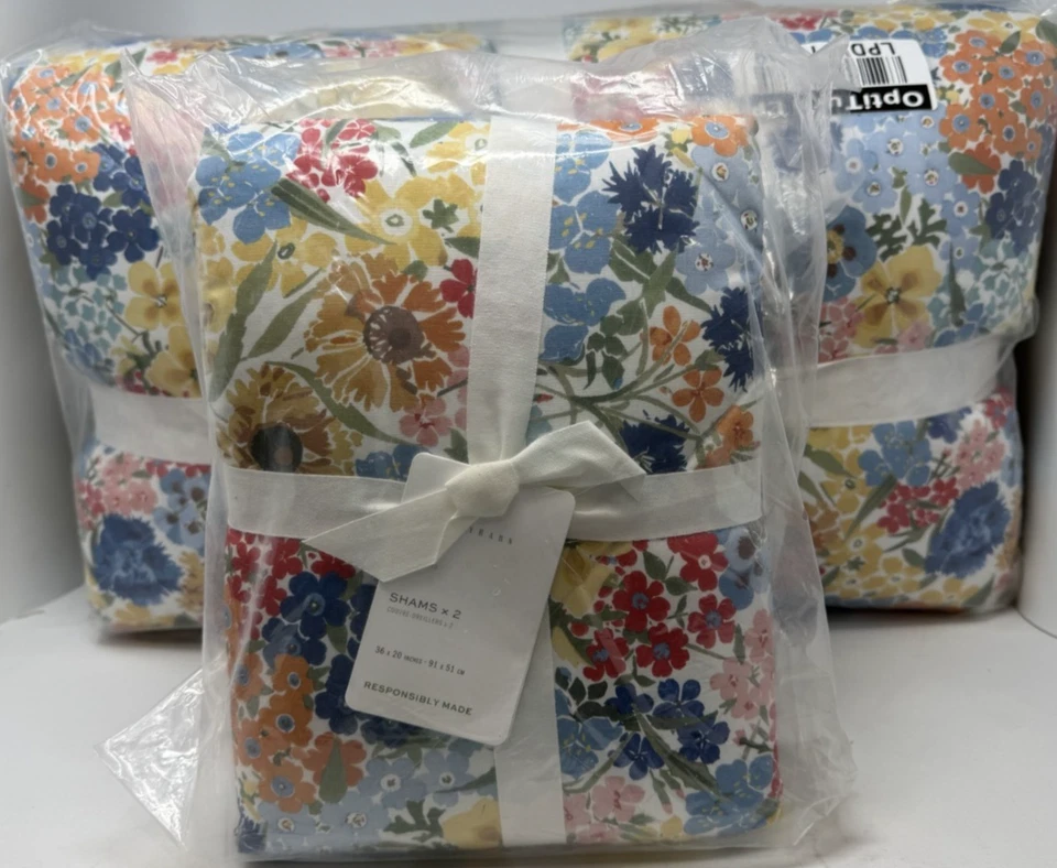 Nuevo Edredón Pottery Barn Willow Floral Reversible Percal King y 2 Fundas King Foto 1 de 3