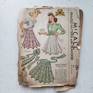 1940s Vintage McCalls 884 Ladies Zigzag According Affect Apron Sewing Pattern - Picture 1 of 7