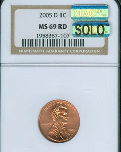 2005 D LINCOLN CENT NGC MS69 RED PQ BUSINESS STRIKE MAC SPOTLESS RARE * - Picture 1 of 2