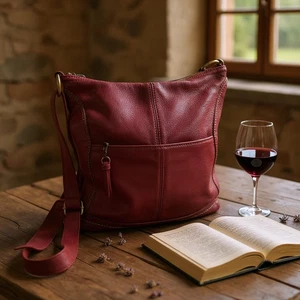 The Sak Purse Los Feliz Large Leather Hobo SlouchyTote Bag Cabernet Red Tassels - Picture 1 of 10