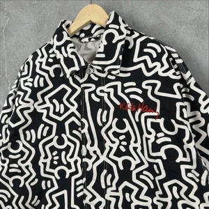 H&M X Keith Haring Chore Jacket Herren Large schwarz weiß gemustert Twill Shacket - Bild 1 von 15