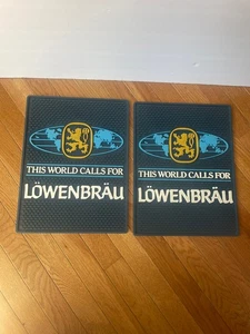2 Lowenbrau Bar Rubber Spill And Drip Mats Serving Mat Barware   Beer - Picture 1 of 7