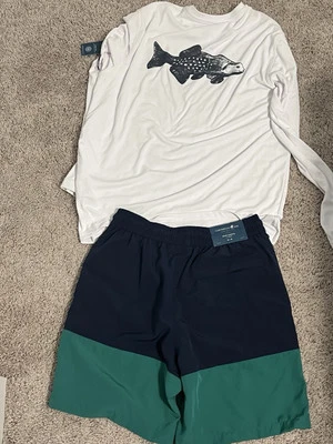 Caribbean Joe Men’s Swim Trunks Shorts & Fishing Camp Shirt Set / Size M UPF - Image 1 of 4