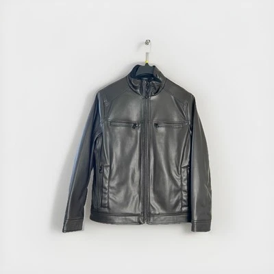 Calvin Klein Men's Faux Leather Moto Jacket Soft Smooth Brown Medium - Image 1 of 4