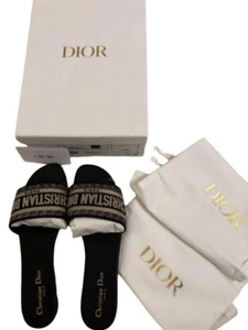 Christian Dior Dway Slide bleu foncé brodé taille 38 / US 8 NOB - Photo 1/7