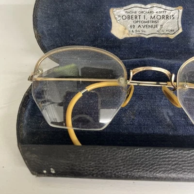 Antique 1920s Rimless Eyeglasses 12K Gold-Filled w/ Case Pince-Nez - Image 1 of 4