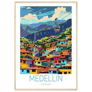 Medellin Colombia Poster Colombia Wall Art Poster Medellin Colombia City Travel - Picture 1 of 7