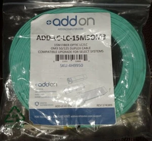 15m (49ft) LC to LC Aqua OM3 Duplex Fiber OFNR (Riser-Rated) Patch Cable - Picture 1 of 4