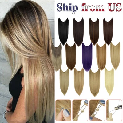 22inch Natural Secret Fish Line Headband Hairpiece Invisible Wire Hair Extension - Image 1 of 4