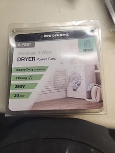 6 feet Universal 3-wire DRYER Power Cord - Picture 1 of 2