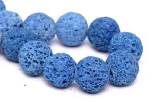 10MM Natural Blue Volcanic Lava Gemstone Beads Grade A Round Loose Beads 7" - Picture 1 of 4