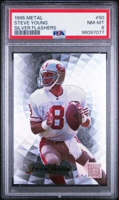 1995 Fleer Metal #50 Steve Young Silver Flasher PSA 8 NM-MT - Image 1 of 2