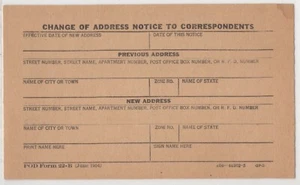 1950’s 1954 Change of Address Notice Vintage Postcard Ephemera Form 22-B - Picture 1 of 2