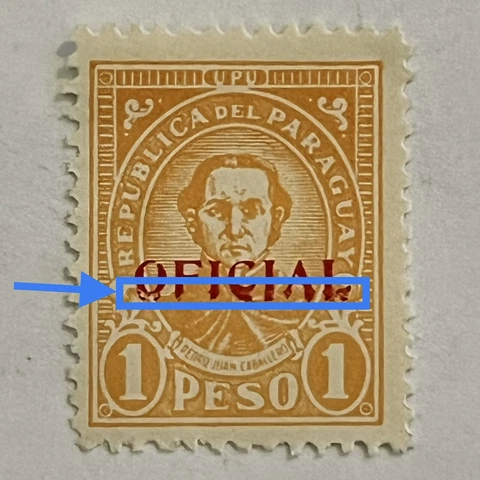 ERROR 1935 PARAGUAY OFFICIAL OVERPRINT STAMP #O96 EXTRA INK ON BOTTOM OF LETTERS Cover