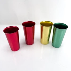 Vintage Original 1960s Made in Italy Aluminum Drinking Cups Lot of 4 Color Craft - Picture 1 of 13