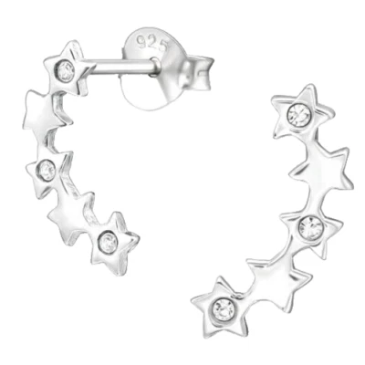 Zirkonia Stern Ohrringe Kinder 925 Silber Mädchen Damen Sterne Ohrstecker - Bild 1 von 3