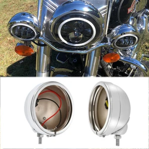 4.5" in Auxiliary Fog Lights Housing For Harley Street Glide FLHX Road King FLHR - Picture 1 of 10