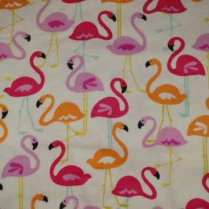 Flannel Joann's Fabric Flamingo Print 2.75 Yards x 43" w Off White Pink Orange - Picture 1 of 4