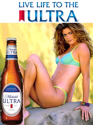 Michelob Ultra  Beer  Vintage Retro sexy Gir & Hunting Dog  Poster 18x24 - Image 1 of 2
