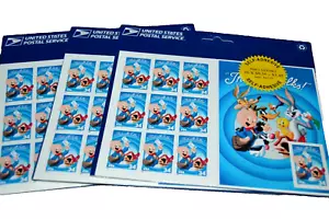 3 idénticos 2001 PORKY PIG ¡Eso es todo! ESTAMPILLAS USPS de los Looney Tunes de 10x34 ¢ - Imagen 1 de 2