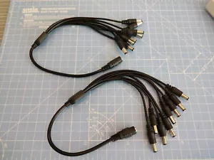CCTV Power Splitter Cable For Camera 12V DC 2.1mm Female to 8 Way Male UK 2-Pack - Picture 1 of 5