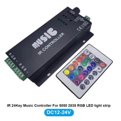 24key IR LED Music Controller KTV Audio Voice Dimmer For RGB led light stirp - Image 1 of 4