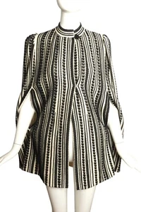 ALEXANDER MCQUEEN- Wool Patterned Knit Stripe Cape, Size XS - Picture 1 of 6