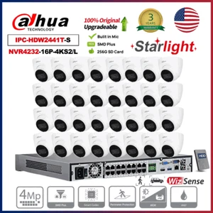 Dahua WizSense 4K 32 CH Kit 16poe NVR 4MP Starlight IP Camera MIC SMD 256GB Lot - Picture 1 of 27