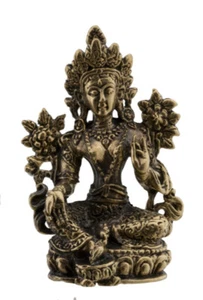 -statue Buddhistisches von Tara Grüner - Boddhisattva- Buddha DB - 4,6cm #6517 - Picture 1 of 2