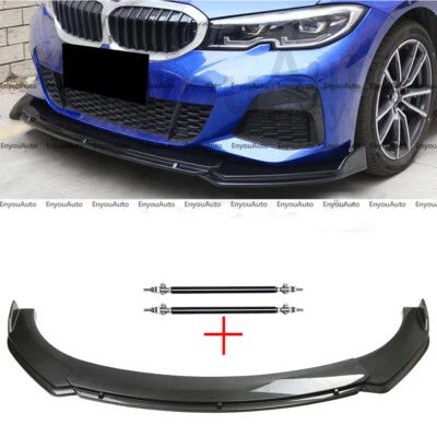 For BMW 740i 750i Series Front Bumper Lip Spoiler + Strut Rods Carbon Fiber Foto 1 de 4