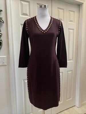 Vestido Suéter Marc New York Andrew Marc Púrpura Dorado Tachonado M Nuevo Sin Etiquetas Foto 1 de 4
