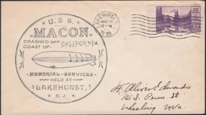 AMÉRICAIN 1935. AMÉRICAIN S. Macon " Mémorial Services ", Lakehurst, N.J - Picture 1 of 1