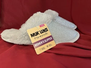 MUK LUKS Damen-Slipper abgewinkelt Glitzer Abnutzungsspuren Größe Large (9-10) neu mit Etikett!💖 - Bild 1 von 5