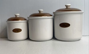 3 Countertop Kitchen Canisters w/copper Lid Vintage Made In Portugal - Picture 1 of 12
