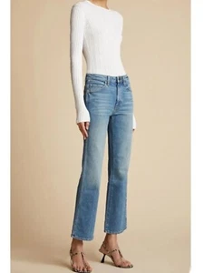 Pantalones de mezclilla acampanados Khaite Vivian Bootcut tiro alto talla 25 mezcla de algodón - Imagen 1 de 5