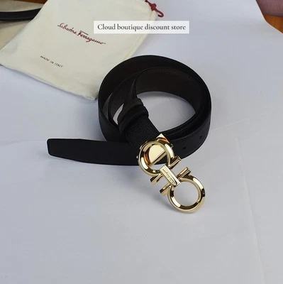 Ferragamo Cinturón Reversible Negro/Marrón Hombre Largo 120 cm+ Hebilla Gancini Dorada Foto 1 de 4