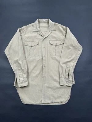 20 世纪 50 年代 60 年代法国军队阿尔及利亚战争棉纽扣卡其色衬衫男式 L — 第 1/4 张图片