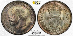 Great Britain PCGS MS-66 1918 Silver 3d! Top Pop! - Picture 1 of 1