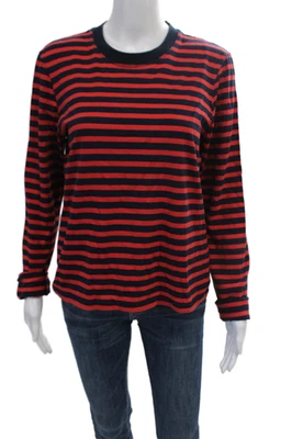 Top informal a rayas de algodón de manga larga con cuello redondo rojo talla M de La Ligne para mujer Foto 1 de 4